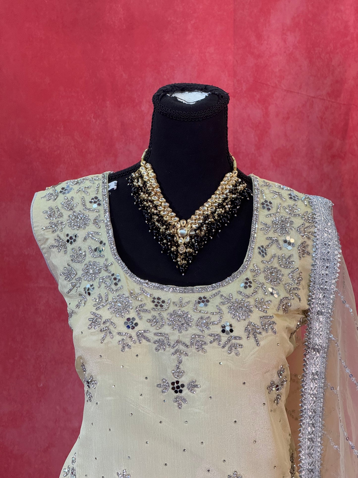 Graceful Light Yellow Sharara Set with Golden Dupatta