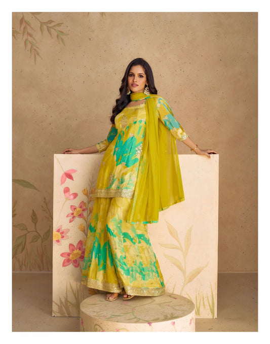 Elegant Chinon Sharara with Dupatta