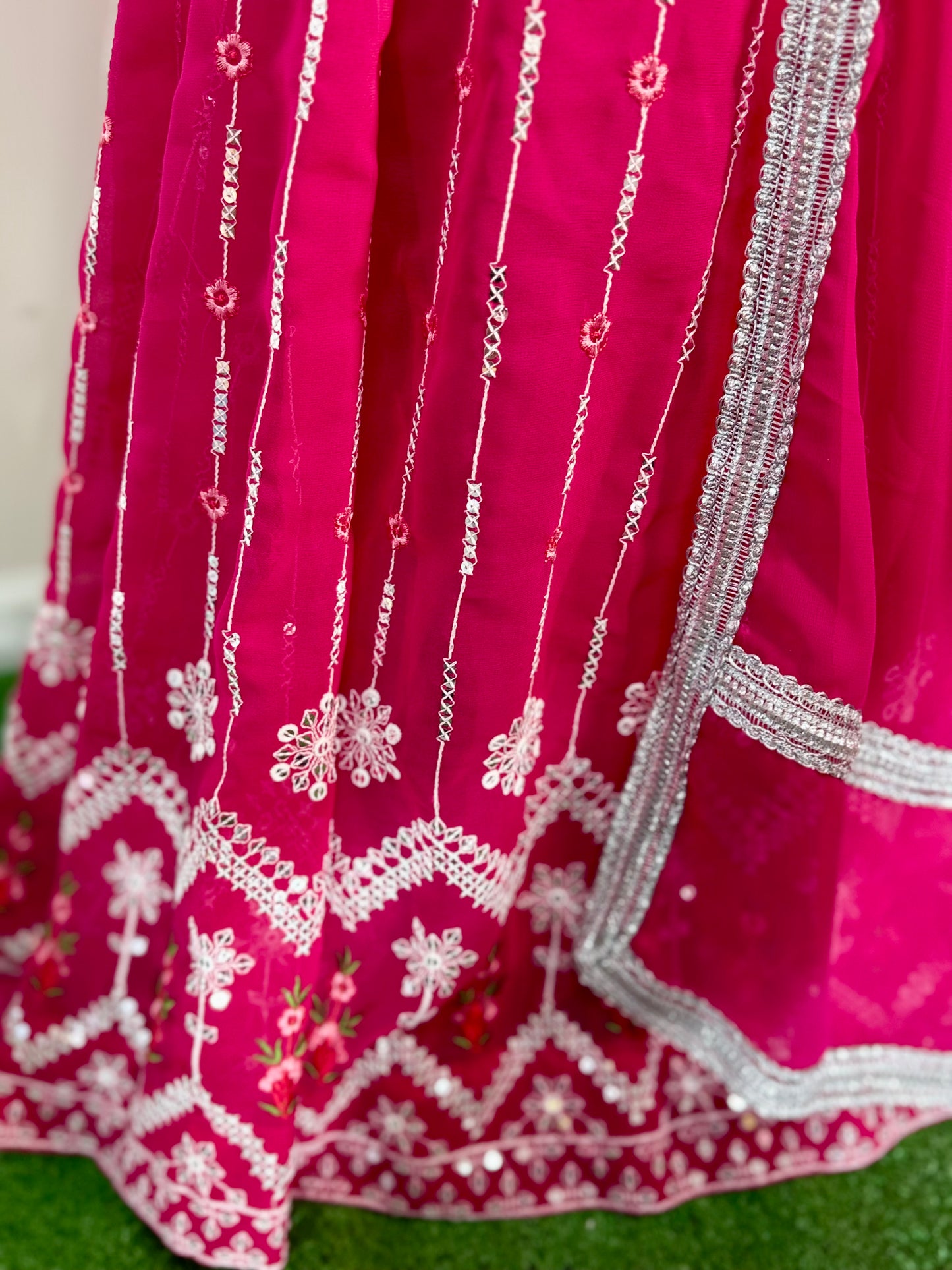 Radiant Magenta Pure Georgette Gown - Bold & Beautiful