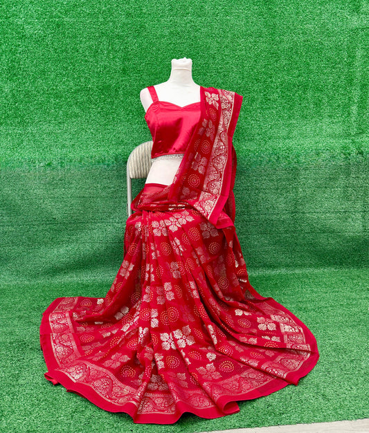 Traditional Chundri Print Saree with Finished Fall and Pico