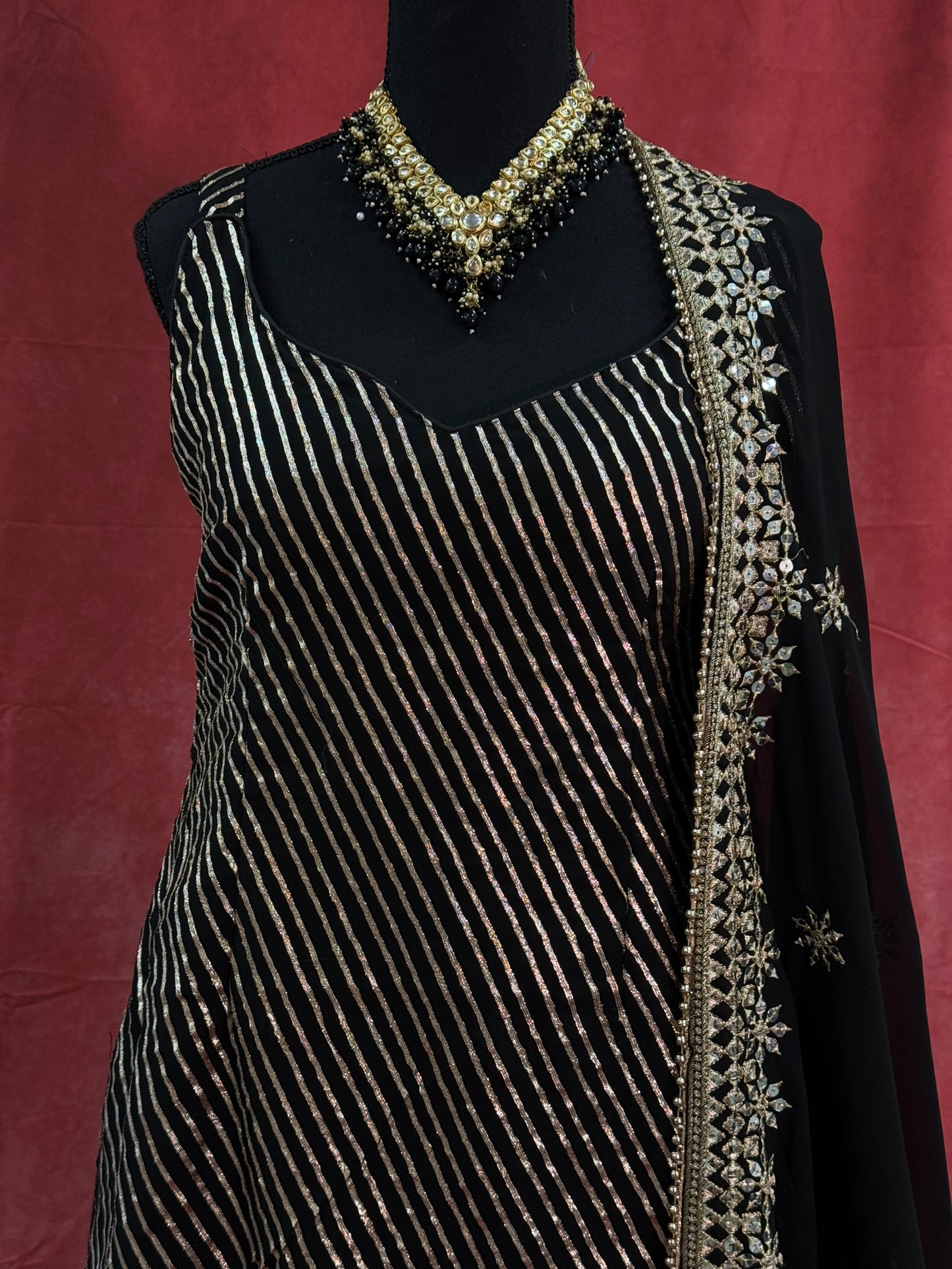 Graceful Black Sharara with Elegant Detailing