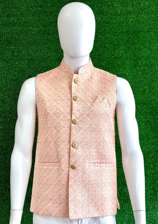 Light Pink/Beige Modi Coat – Intricate Pattern Design