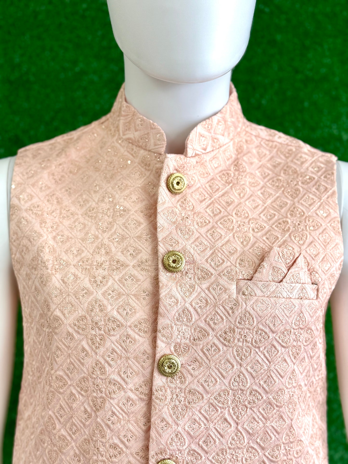 Light Pink/Beige Modi Coat – Intricate Pattern Design