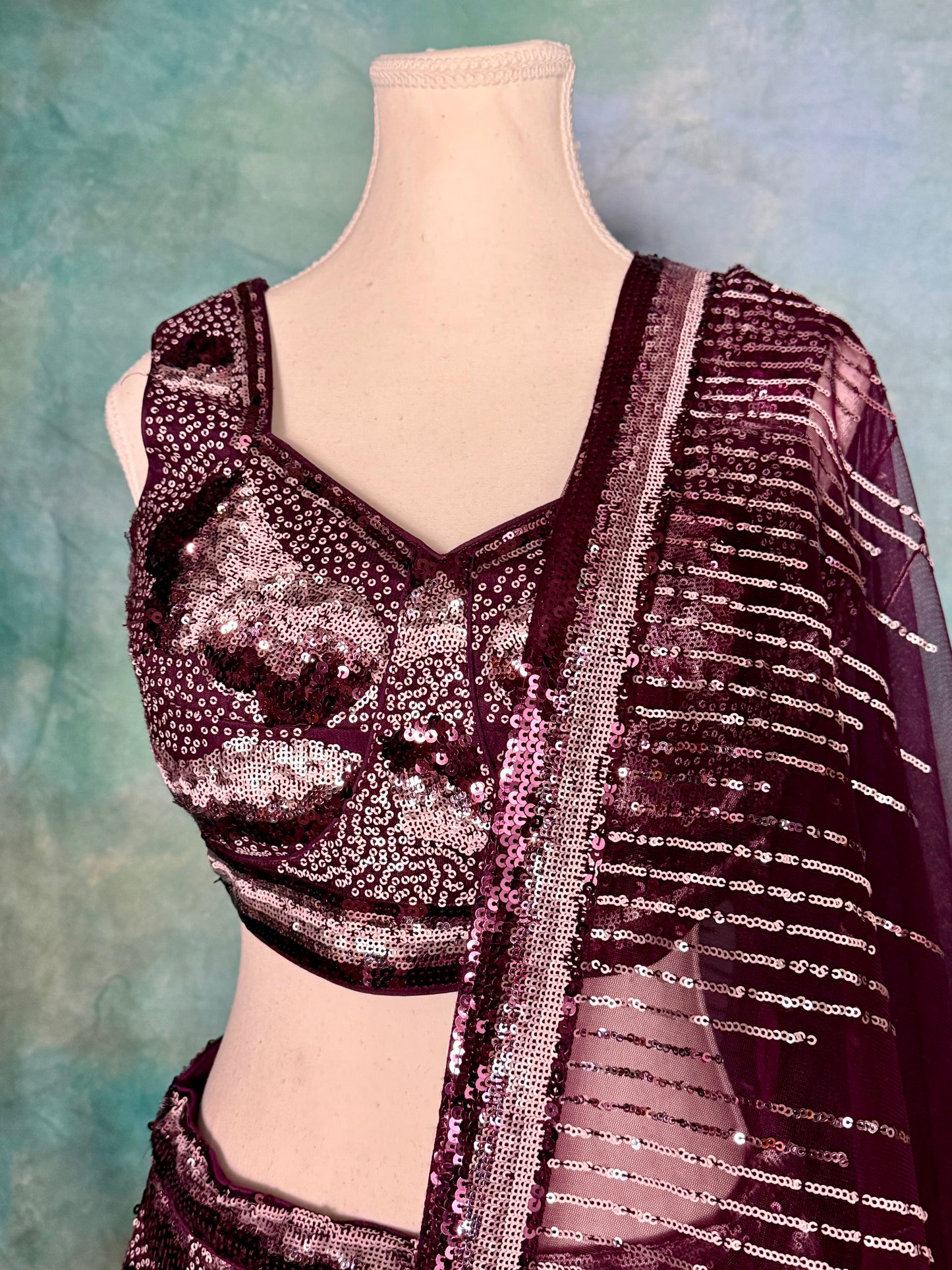 Radiant Deep Purple Lehenga with Net Dupatta