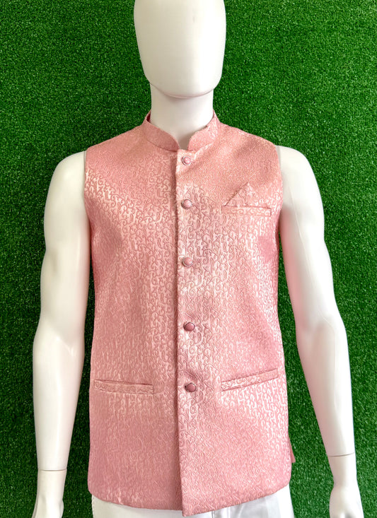 Pink Modi Coat with Patterned Design