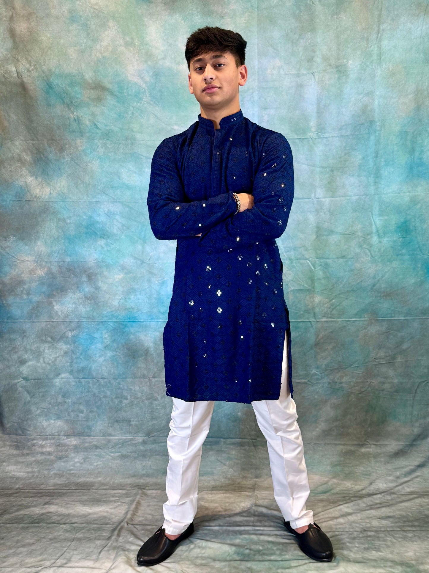 Deep Blue Chicken Men’s Kurta with Pant Set