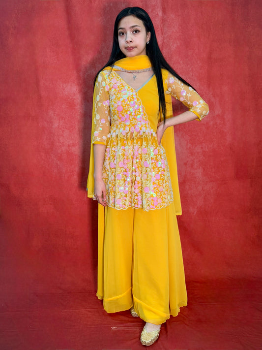 Radiant Yellow Garara Set with Elegant Detailing