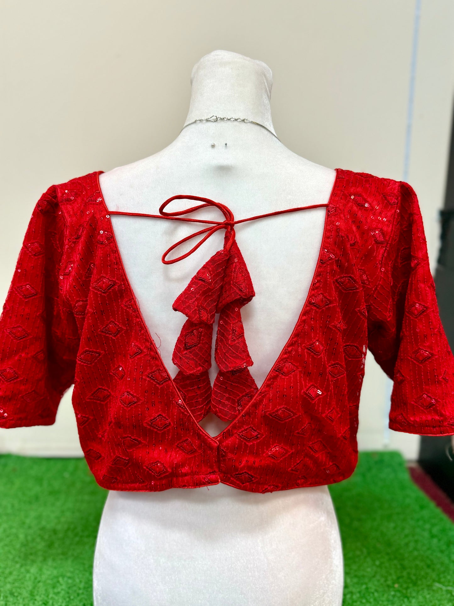 Radiant Red Georgette Sequin Blouse