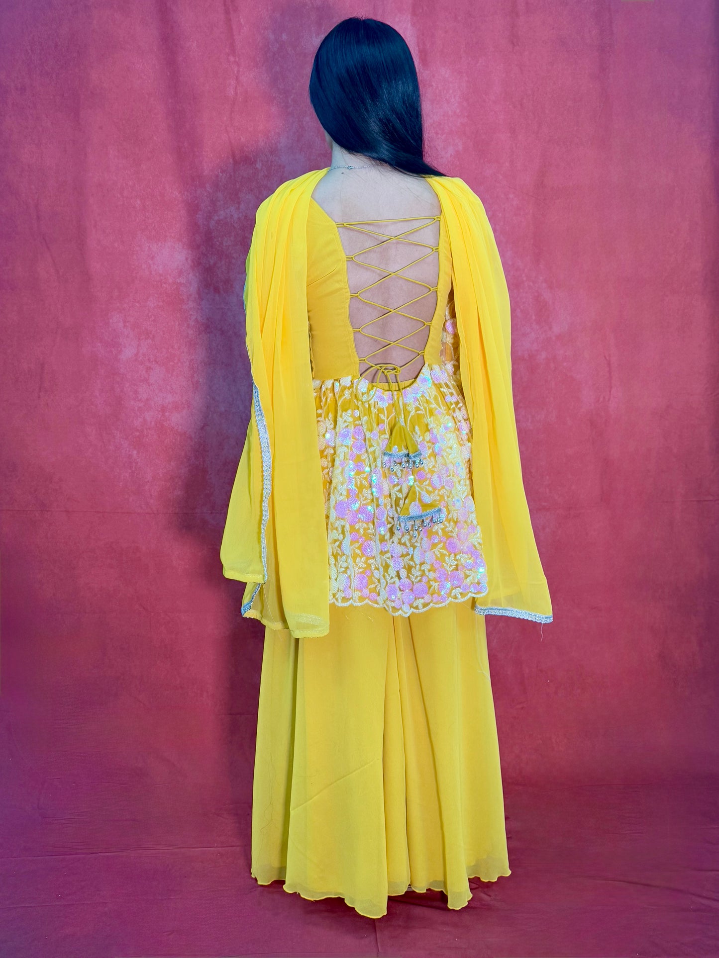 Radiant Yellow Garara Set with Elegant Detailing