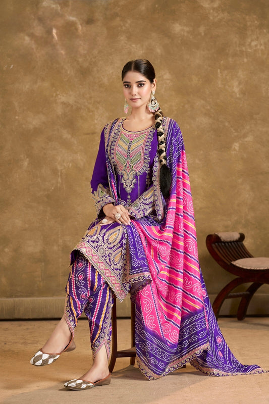 Graceful Elegance: Purple & Pink Punjabi Suits