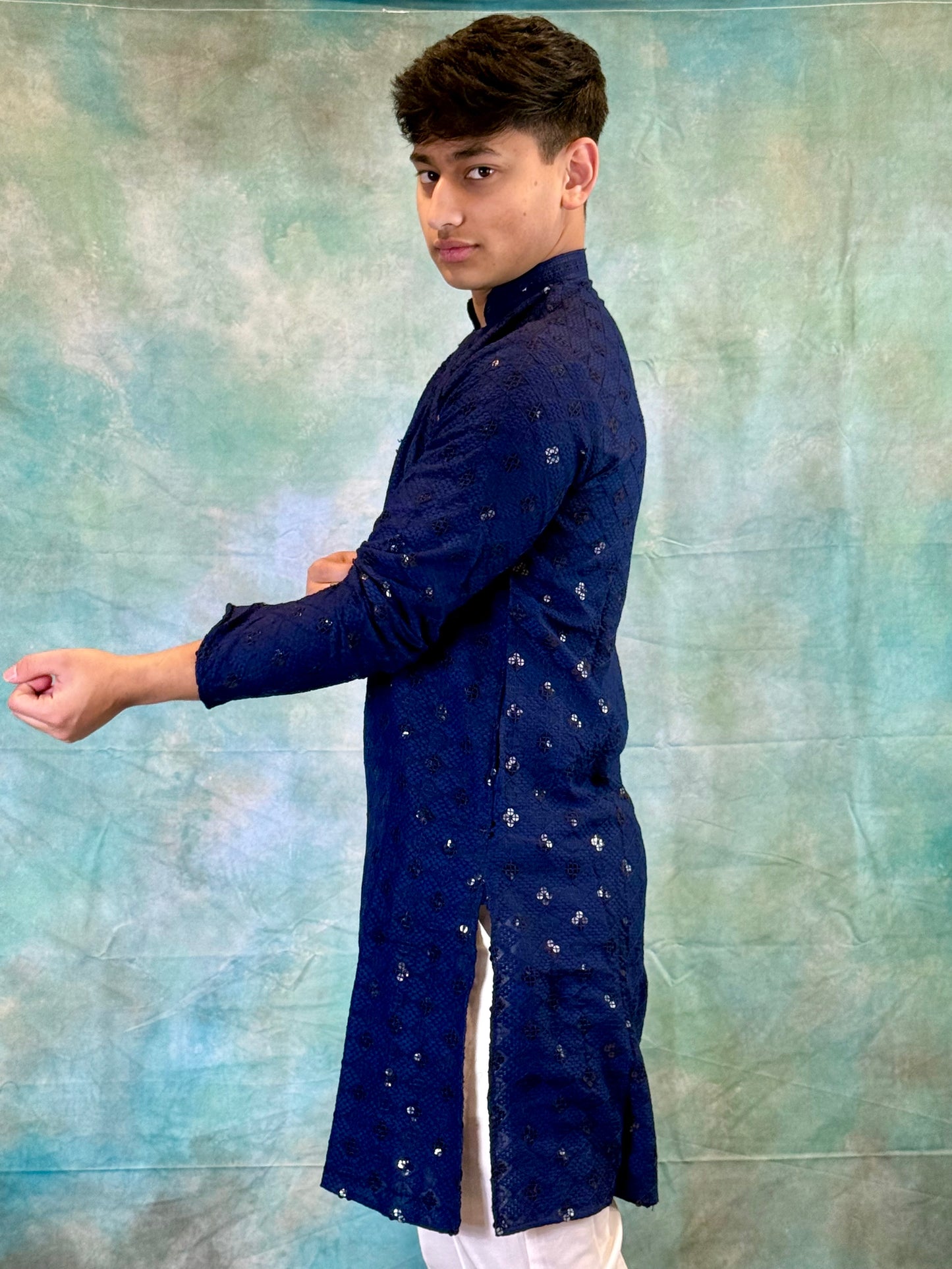 Deep Blue Chicken Men’s Kurta with Pant Set