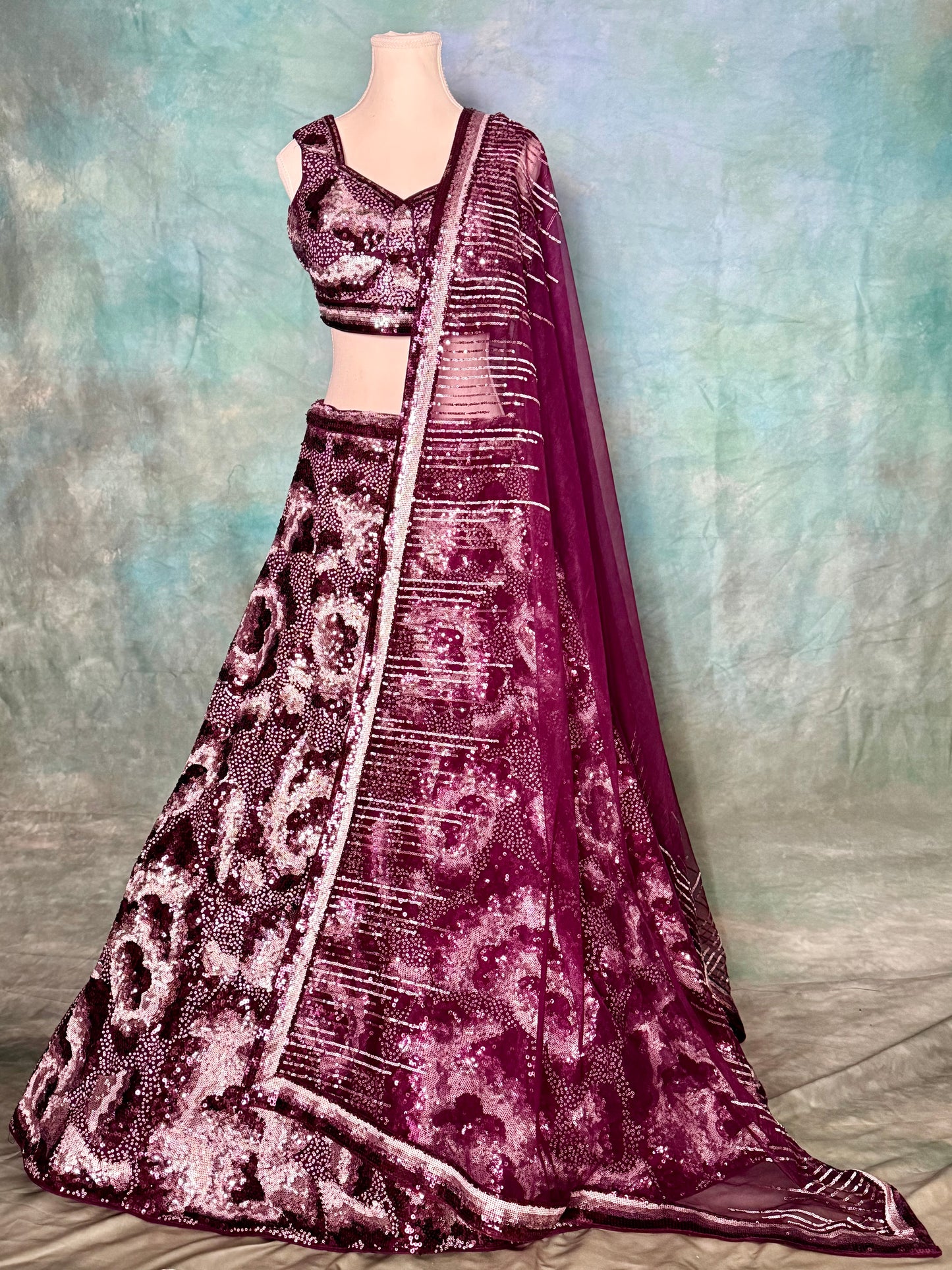 Radiant Deep Purple Lehenga with Net Dupatta