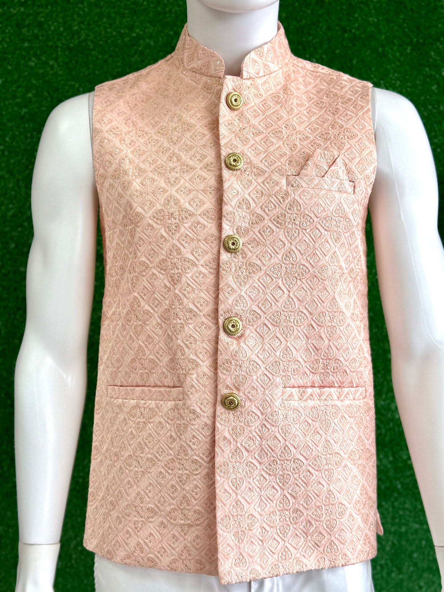 Light Pink/Beige Modi Coat – Intricate Pattern Design