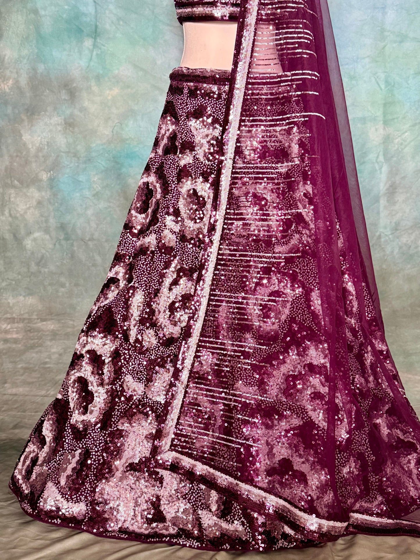 Radiant Deep Purple Lehenga with Net Dupatta