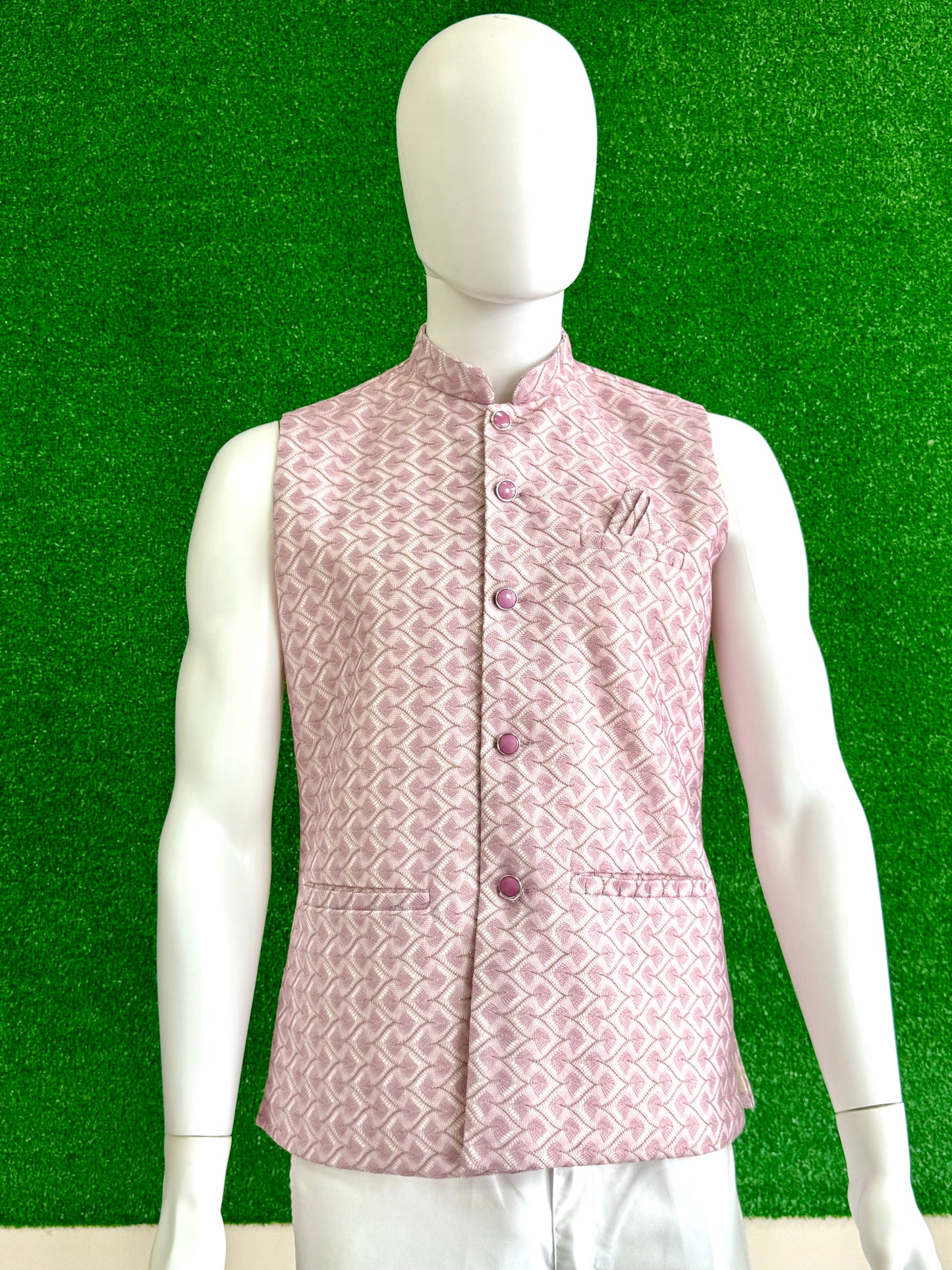 Light Pink/Mauve Modi Coat – Subtle Pattern Elegance