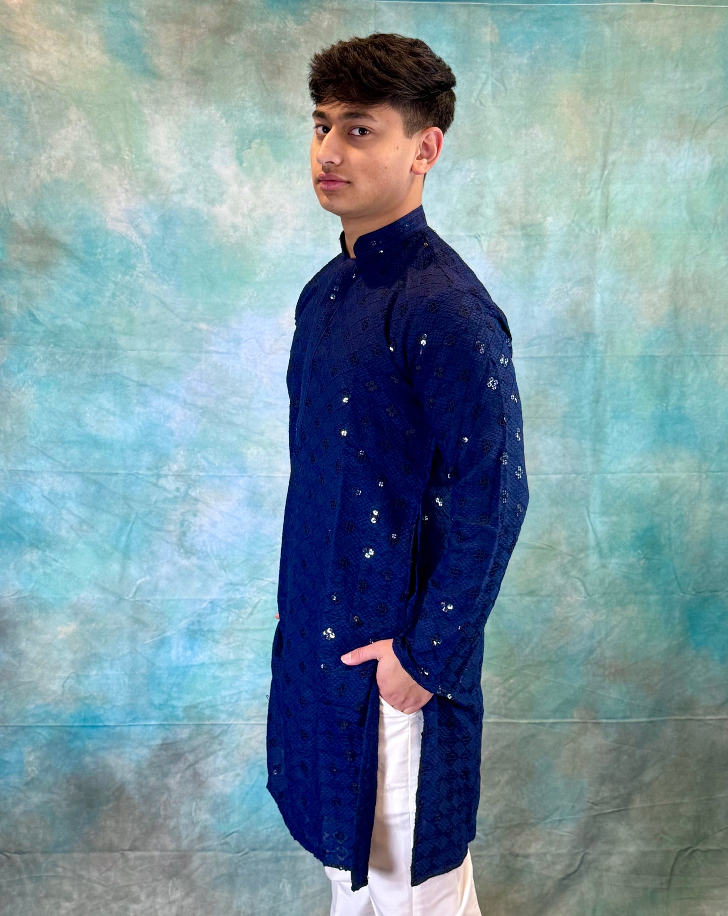 Deep Blue Chicken Men’s Kurta with Pant Set