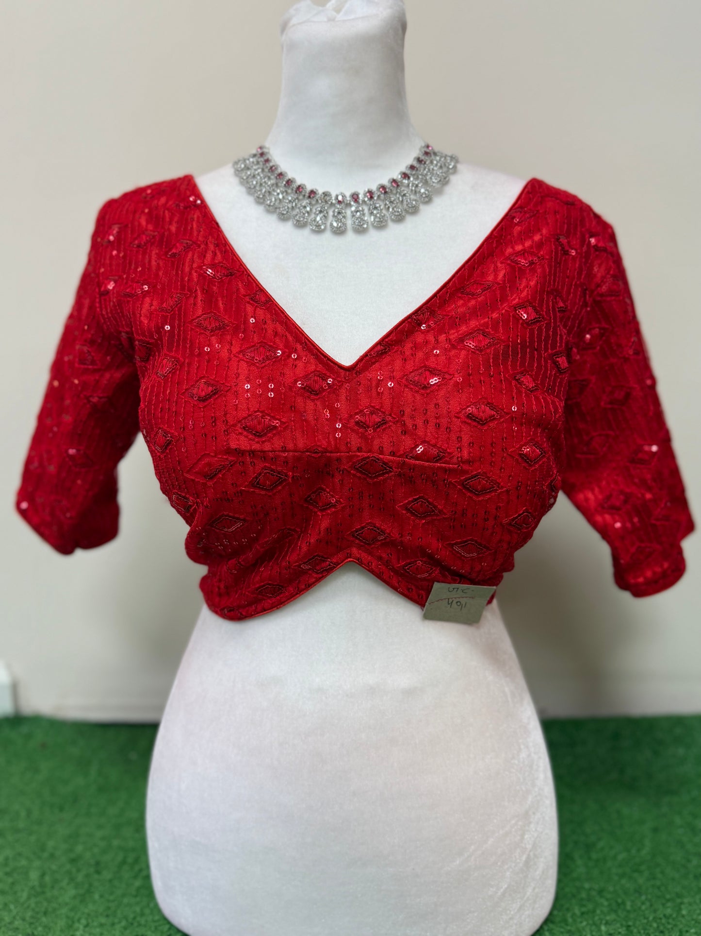 Radiant Red Georgette Sequin Blouse