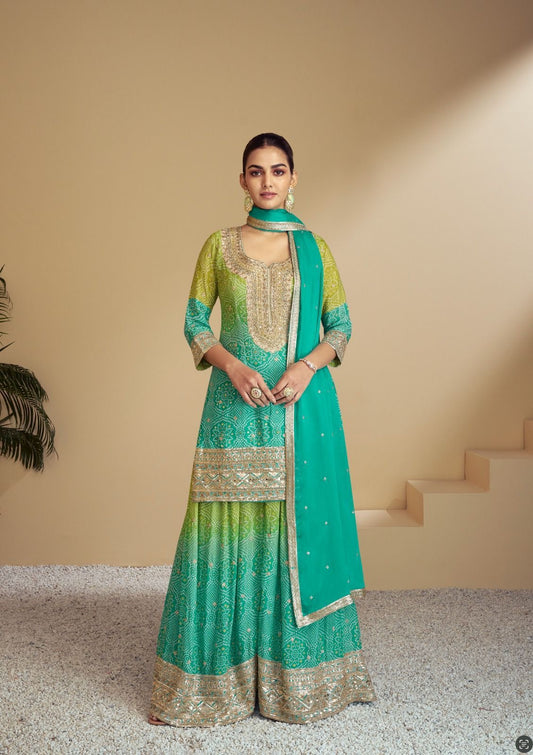 Gorgeous Chinon Sharara Set with Dupatta