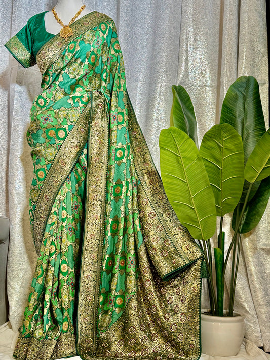 Banarasi Bhushal Silk Saree (Includes Stitched Blouse)